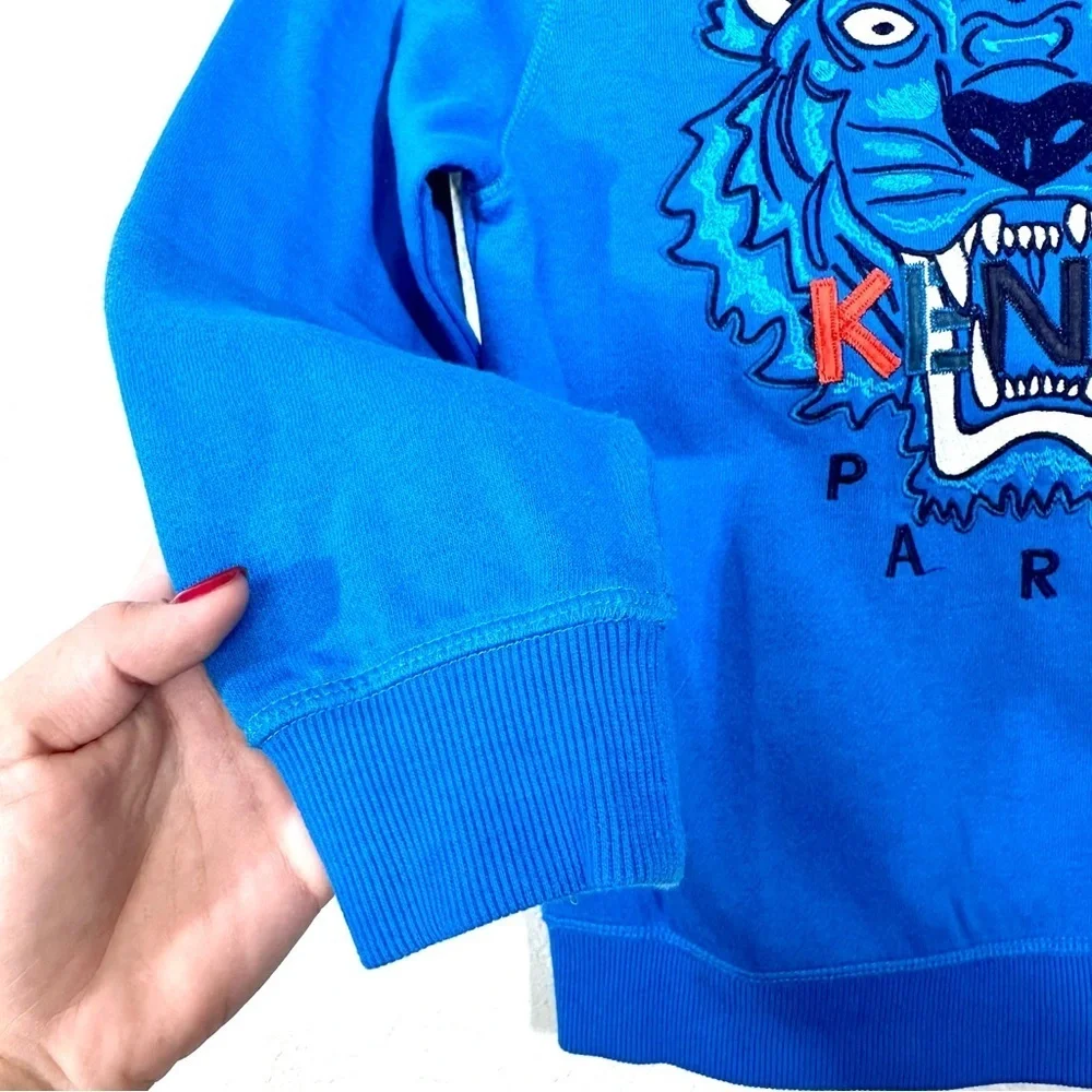 Kenzo Kids Tiger Embroidered Sweater in Blue Size 10 Boys
